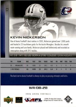2006 Upper Deck AFL #13 Kevin Nickerson Back