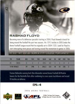 2006 Upper Deck AFL #42 Rashad Floyd Back
