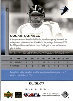 2006 Upper Deck AFL #62 Lucas Yarnell Back