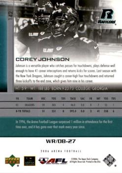 2006 Upper Deck AFL #142 Corey Johnson Back
