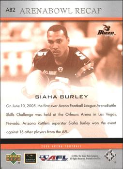 2006 Upper Deck AFL - ArenaBowl Recap #AB2 Siaha Burley Back