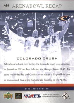 2006 Upper Deck AFL - ArenaBowl Recap #AB9 Colorado Crush Back