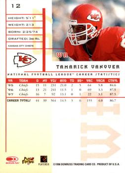 1998 Leaf Rookies & Stars #12 Tamarick Vanover Back