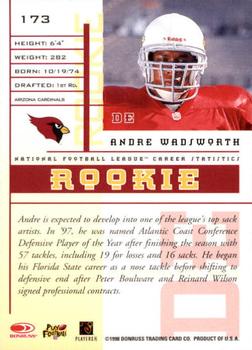 1998 Leaf Rookies & Stars #173 Andre Wadsworth Back
