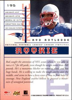 1998 Leaf Rookies & Stars #195 Rod Rutledge Back