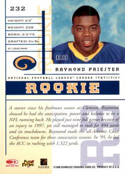 1998 Leaf Rookies & Stars #232 Raymond Priester Back
