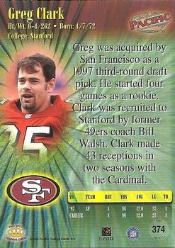 1998 Pacific #374 Greg Clark Back