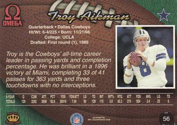 1998 Pacific Omega #56 Troy Aikman Back