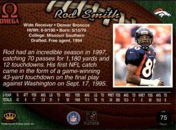 1998 Pacific Omega #75 Rod Smith Back