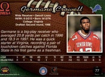 1998 Pacific Omega #77 Germane Crowell Back