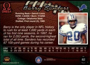 1998 Pacific Omega #82 Barry Sanders Back