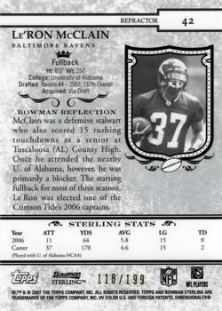 2007 Bowman Sterling - Refractors #42 Le'Ron McClain Back