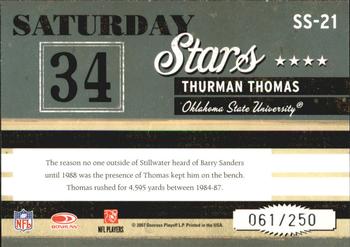 2007 Donruss Classics - Saturday Stars Silver #SS-21 Thurman Thomas Back