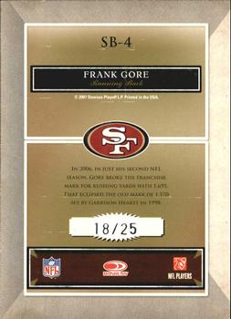 2007 Donruss Classics - Sunday's Best Platinum #SB-4 Frank Gore Back