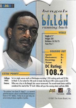 1998 Pro Line DC III - Retail #26 Corey Dillon Back