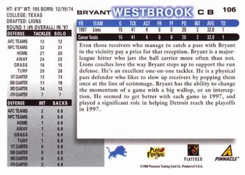 1998 Score #106 Bryant Westbrook Back