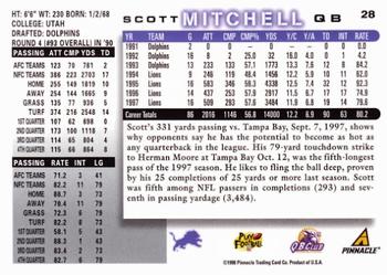 1998 Score #28 Scott Mitchell Back