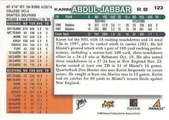 1998 Score #123 Karim Abdul-Jabbar Back