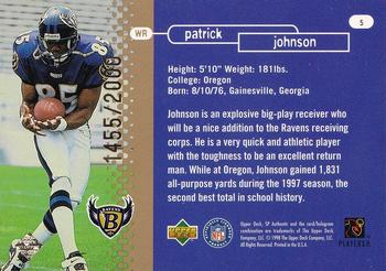 1998 SP Authentic #5 Pat Johnson Back