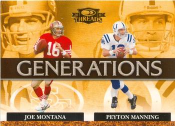 2007 Donruss Threads - Generations Gold #G-8 Joe Montana / Peyton Manning Front