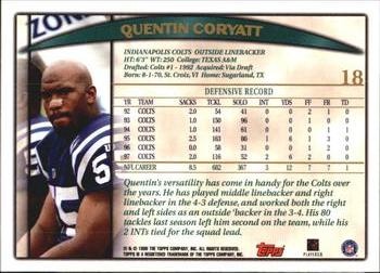 1998 Topps #18 Quentin Coryatt Back