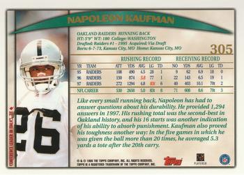 1998 Topps #305 Napoleon Kaufman Back
