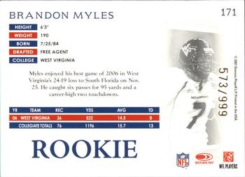 2007 Donruss Threads - Retail Rookies #171 Brandon Myles Back