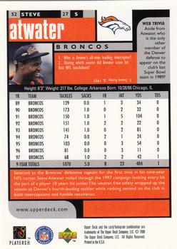 1998 UD Choice #52 Steve Atwater Back