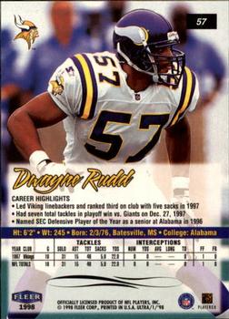 1998 Ultra #57 Dwayne Rudd Back