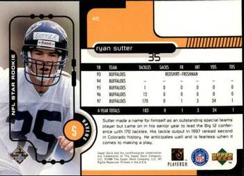 1998 Upper Deck #40 Ryan Sutter Back