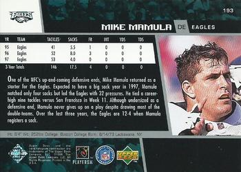 1998 Upper Deck #193 Mike Mamula Back