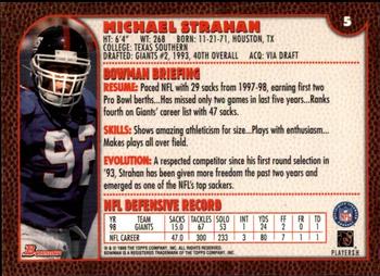 1999 Bowman #5 Michael Strahan Back