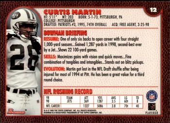 1999 Bowman #12 Curtis Martin Back