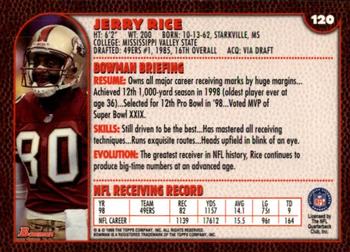1999 Bowman #120 Jerry Rice Back