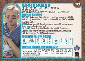 1999 Bowman #172 Brock Huard Back
