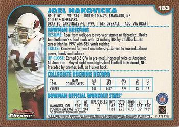 1999 Bowman Chrome #183 Joel Makovicka Back