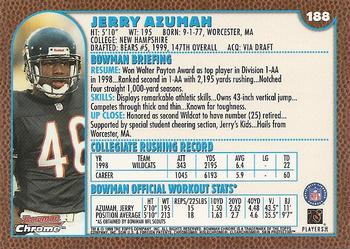 1999 Bowman Chrome #188 Jerry Azumah Back
