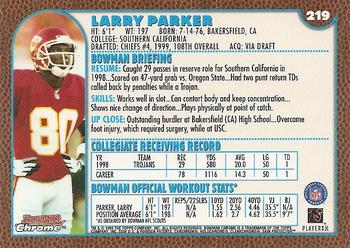 1999 Bowman Chrome #219 Larry Parker Back