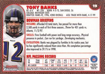1999 Bowman Chrome #19 Tony Banks Back