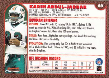 1999 Bowman Chrome #69 Karim Abdul-Jabbar Back