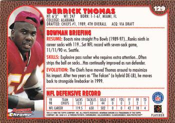 1999 Bowman Chrome #129 Derrick Thomas Back