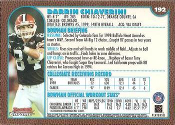 1999 Bowman Chrome #192 Darrin Chiaverini Back