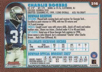 1999 Bowman Chrome #216 Charlie Rogers Back