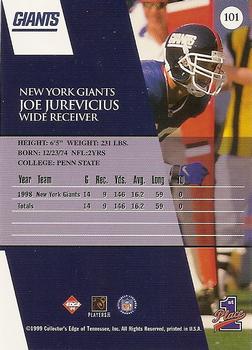 1999 Collector's Edge First Place #101 Joe Jurevicius Back