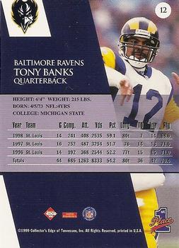1999 Collector's Edge First Place #12 Tony Banks Back
