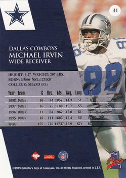 1999 Collector's Edge First Place #41 Michael Irvin Back