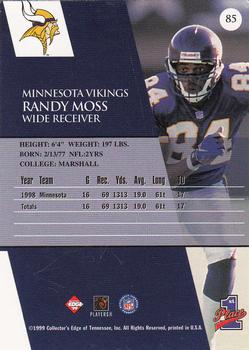 1999 Collector's Edge First Place #85 Randy Moss Back