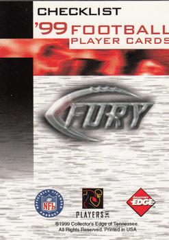 1999 Collector's Edge Fury #1 Checklist: 1-100 Front