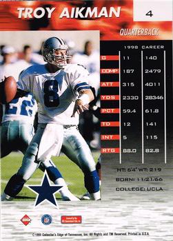 1999 Collector's Edge Fury #4 Troy Aikman Back