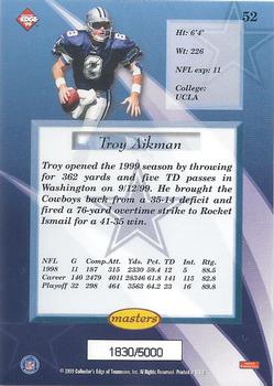 1999 Collector's Edge Masters #52 Troy Aikman Back